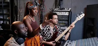 Sound engineers and music producers working in professional creative media studio in Kigali Rwanda - GoodAV Creative Economy
