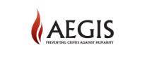 AEGIS Trust logo with a red flame icon and the tagline Preventing Crimes Against Humanity.