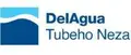 DelAgua Tubeho Neza logo with blue wave icon and dark blue text on a white background.