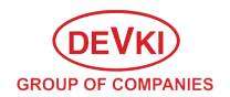 Red DEVKI Group of Companies logo featuring bold text inside a red oval on a white background.